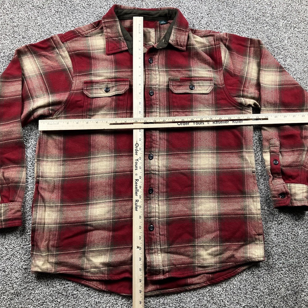 ORVIS Shirt Large Heavy Perfect Flannel Jacket Plaid Shacket Side Pockets - Picture 5 of 11